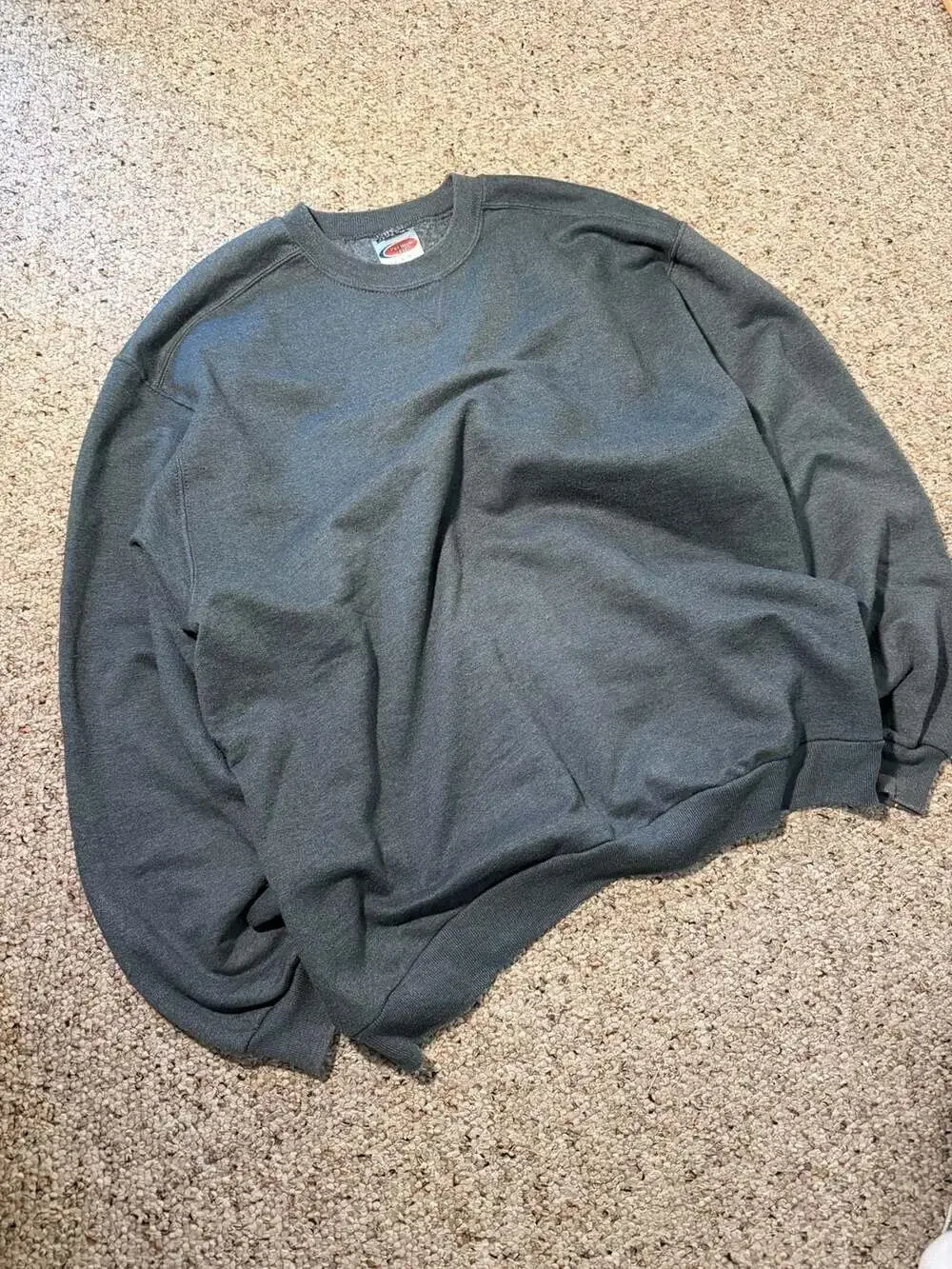 Jerzees‎ Activewear Premium Fit Charcoal Grey Crewneck Sweatshirt Size Large